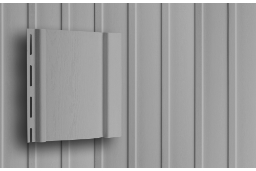 Виниловый сайдинг Grand Line Вертикальный, Classic Standart серый